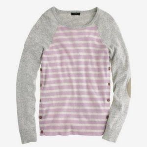 J Crew Woo/rabbit Sweater Elbow Patch Stripe Side Button szXXS